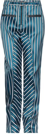 Self Portrait Teal Striped Satin Pants Size XXS