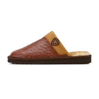 Ariat Mens Silversmith Exotic Ostrich Print Slipper In Cognac