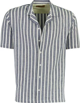 Mos Mosh Overhemd Mos Mosh donkerblauw gestreept normale fit zomer
