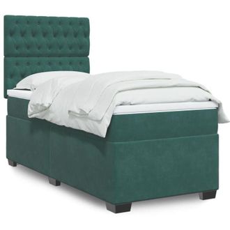 vidaXL Vidaxl - Cama Box Spring Con Colch&oacute;n Terciopelo Verde Oscuro 100x200 Cm