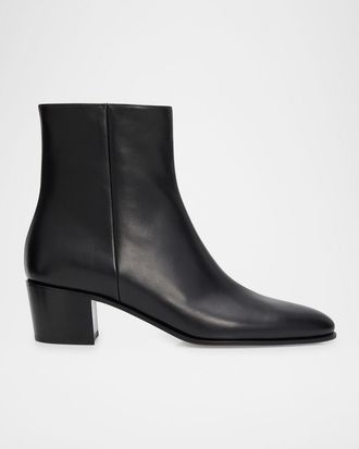 Gianvito Rossi 45mm Glove Leather Block-Heel Booties