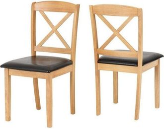 Seconique Seconique - Mason Chair (Box of 2) - L52 x W46 x H91 cm - Oak Varnish/Brown Faux Leather