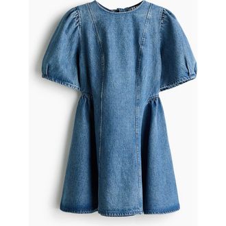 H&M Flared-skirt Denim Dress in Denim Blue at Nordstrom, Size X-Small