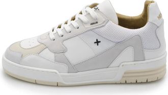 Newlab Witte Leren Sneaker met Nubuck - Heren - Sneakers - Wit - 45 EU - Leer - Schoenen