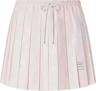 Thom Browne Oxford 4-Bar Drawstring Geplooide Minirok - Dames - Korte rokken - Roze - S - Katoen - Rokken
