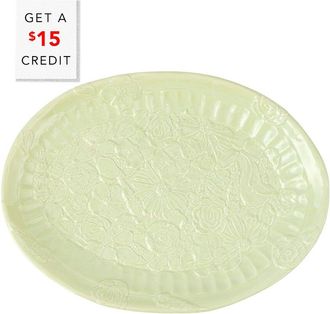 Vietri Vietri Pietra Fiori Pistachio Oval Platter With $15 Credit