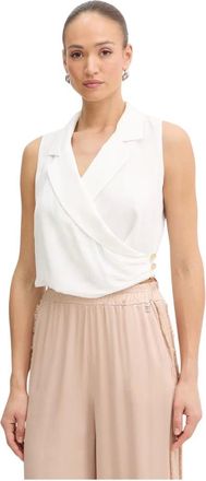 Fracomina Blusa de cuello en V - Tops - Mujer - Blanco - L