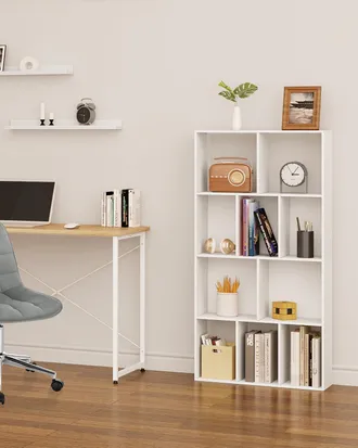Woltu Woltu - Estanteria De Libros De 4 Niveles Con 10 Cubos Libreria Blanca Estanteria De Almacenamiento Para Sal&oacute;n Dormitorio Y Oficina Estilo Moderno 60x