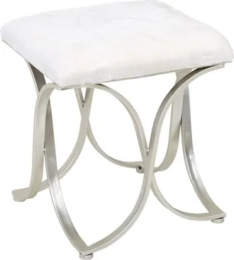 Wanderlust Deco Wanderlust Deco - Banqueta De Metal Plateado Tapizada 41x41x47