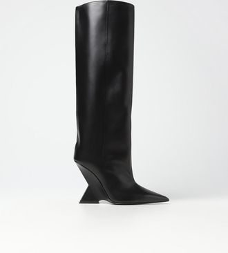 The Attico Womens Leather Boots Geometric Heel - Black - Size EU 36