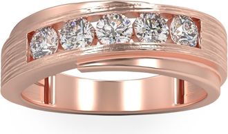 Pompeii3 1Ct Diamond Mens Ring Brushed Wedding Band in White Rose or Yellow Gold