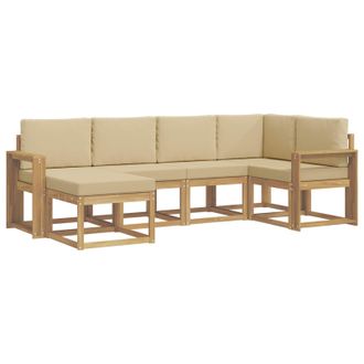 vidaXL Conjunto De Sof&aacute;s De Exterior Con Coj&iacute;n 6 Pcs Y Beige Poli&eacute;ster Vidaxl