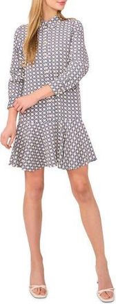 Ted Baker Geo Print Long Sleeve Mini Shirtdress in Vanilla Ice at Nordstrom Rack, Size X-Small
