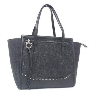 Ferragamo Black Felt Leather Handbag Shoulder Bag Tote Bag (Pre-Owned)