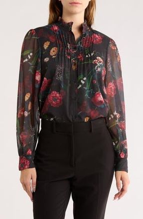 Area Stars Ada Pleated Long Sleeve Top in Black at Nordstrom Rack, Size Small