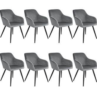 TecTake Dining Chair Marilyn Set Of 8 - Grey/Black in Grey | Size: 8 Pack
