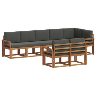 vidaXL Conjunto De Sof&aacute;s De Exterior 8 Pcs Natural Y Antracita Vidaxl