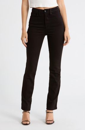 Good American Good Curve Never Fade High Waist Straight Leg Jeans in Black001 at Nordstrom Rack