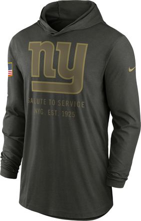 Nike New York Giants Salute to Service Sideline Mens Nike Mens Dri-FIT NFL Long-Sleeve Hooded Top in Green | 02G93JGA2N-W8F