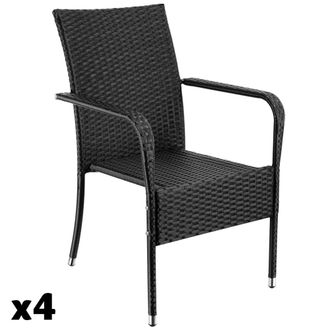 TecTake 4 sillas de jard&iacute;n apilables, polirat&aacute;n, carga 120 kg, 58 x 67 x 90 cm