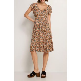 Lascana Womens V-Neck Flounce Dress in Multi at Nordstrom, Size 10