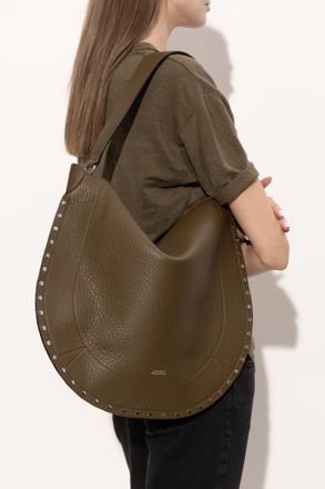 Isabel Marant Leather Shoulder Bag Oskan Hobo Soft, Womens, Green