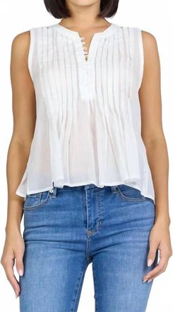 Dear John Denim Lucy Sleeveless Pleated Top In White