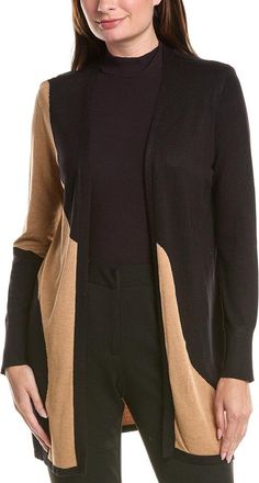 T Tahari Open Front Colorblock Long Cardigan
