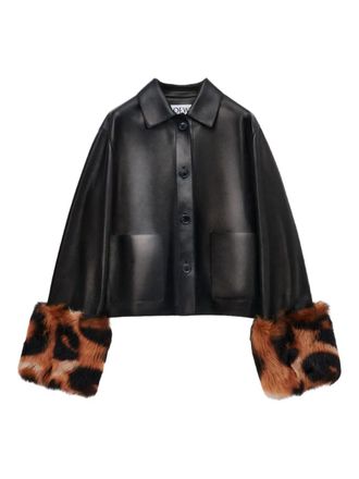 Loewe fur-trim leather jacket - Black