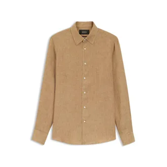 BOSS Slim-fit shirt in Italian-made linen