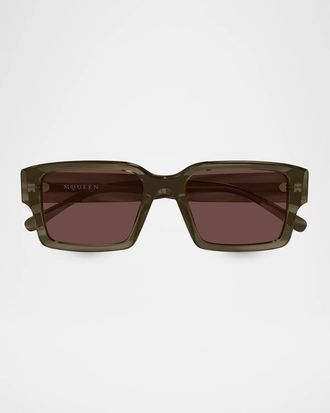 Alexander McQueen Men & apos;s AM0579S Recycled Acetate Square Sunglasses