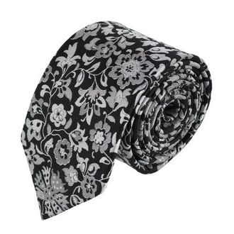 Trafalgar Store Arian Silver Floral and Vine Business Necktie in Black And Silver at Nordstrom