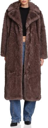 Avec Les Filles Faux Fur Longline Coat in Espresso Mink at Nordstrom Rack, Size X-Large