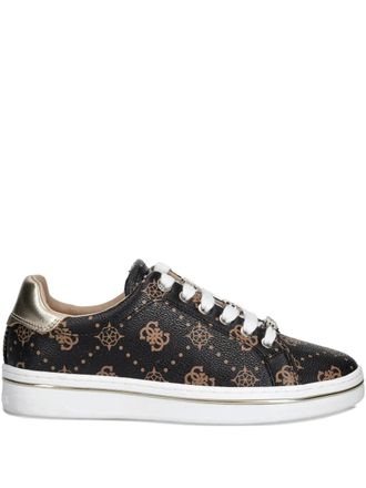 Guess Co monogram lace-up sdneakers - women - Calf Leather/Calf Leather/Rubber - 40 - Black