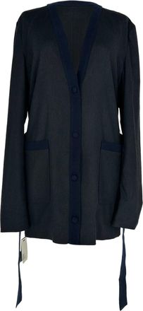 Altuzarra Belted Cardigan in Navy Blue Viscose