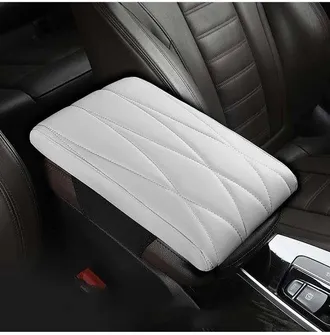 OEM Reposabrazos Para Coche De Cuero Y Espuma Viscoel&aacute;stica, Coj&iacute;n Universal Para Reposabrazos De Consola Central Para Mayor Soporte (blanco)