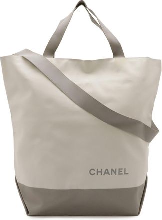 Chanel Sport Ivory Light Gray Nylon Shoulder Bag Tote Bag (Pre-Owned)