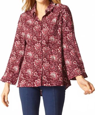 Habitat Block Print Tailored Shirt In Wine