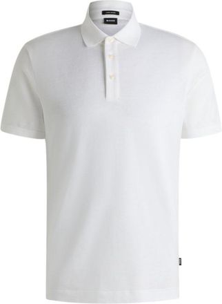 BOSS Knit polo shirt in cotton and linen