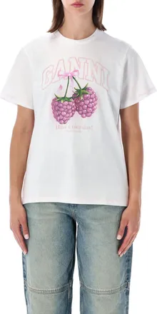 Ganni White Graphic Logo T-Shirt