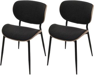 Hhg Hhg - Juego De 2 Sillas De Comedor 236, Tejido De Madera Curvada (370 G/m&sup2;) Certificado Oeko-tex Mvg, Natural, Gris Oscuro