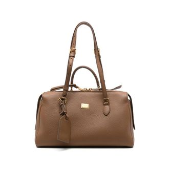Dolce & Gabbana Logo-plaque Pebbled-leather Tote Bag