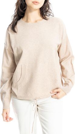 Max Studio Drawstring Hem Pullover Sweater in Oatmeal-Oatmeal at Nordstrom Rack, Size Medium