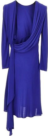 Versace Abito midi drappeggiato in jersey di viscosa - - Dresses - Donna - Blu - M