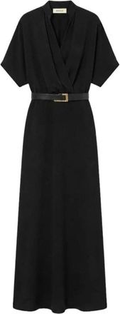 Kocca Kiriaca Wrap Jurk - Dames - Jurken - Zwart - Maat: L Leer