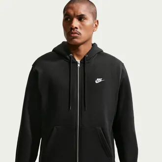 Nike Mens Club Full-Zip Fleece Hoodie in Black | FN3861-010