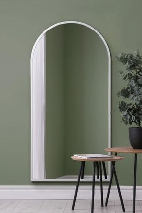 MirrorOutlet White Framed Arched Leaner/Wall Mirror 63 X 31 (160CM X 80CM) | Size: 1 Pack