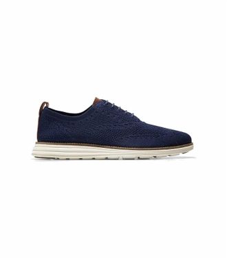 Cole Haan Mens Original Grand Knit Wing Tip Ii Sneaker In Navy/ivory