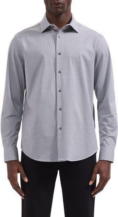 Bugatchi James OoohCotton Geometric Print Button-Up Shirt in White at Nordstrom, Size Xxx-Large