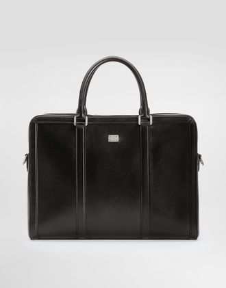 Dolce & Gabbana Calfskin Briefcase - Man Crossbody Bags Black Onesize
